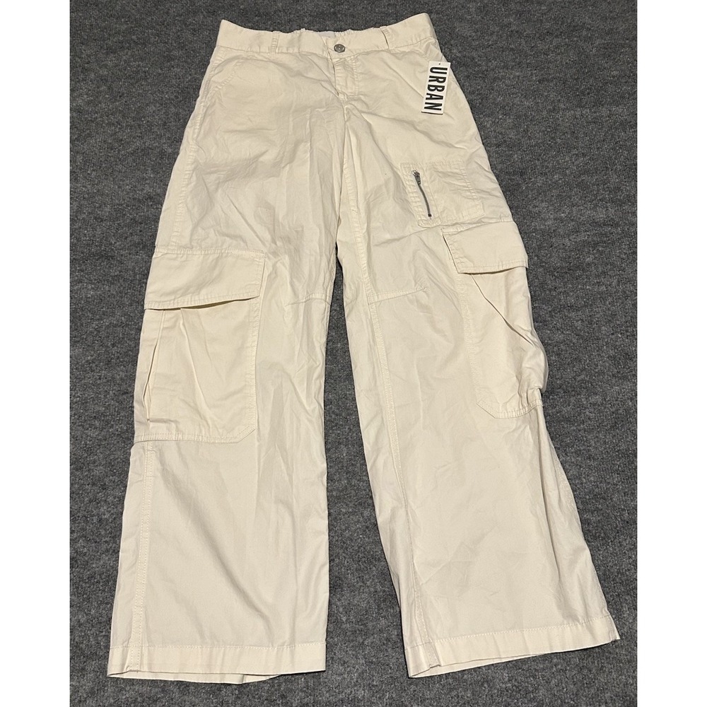BDG Urban Outfitters Women's Ivory Cargo Pants Size 0/UK4 Y2K Elastic Waist